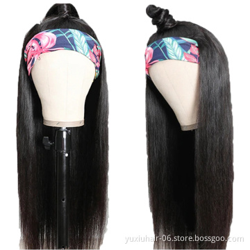 Wholesale Headband Human Wig 30Inch Raw Virgin Remy Human Cuticle Aligned Glueless Headband Hair None Lace Wigs For Black Women